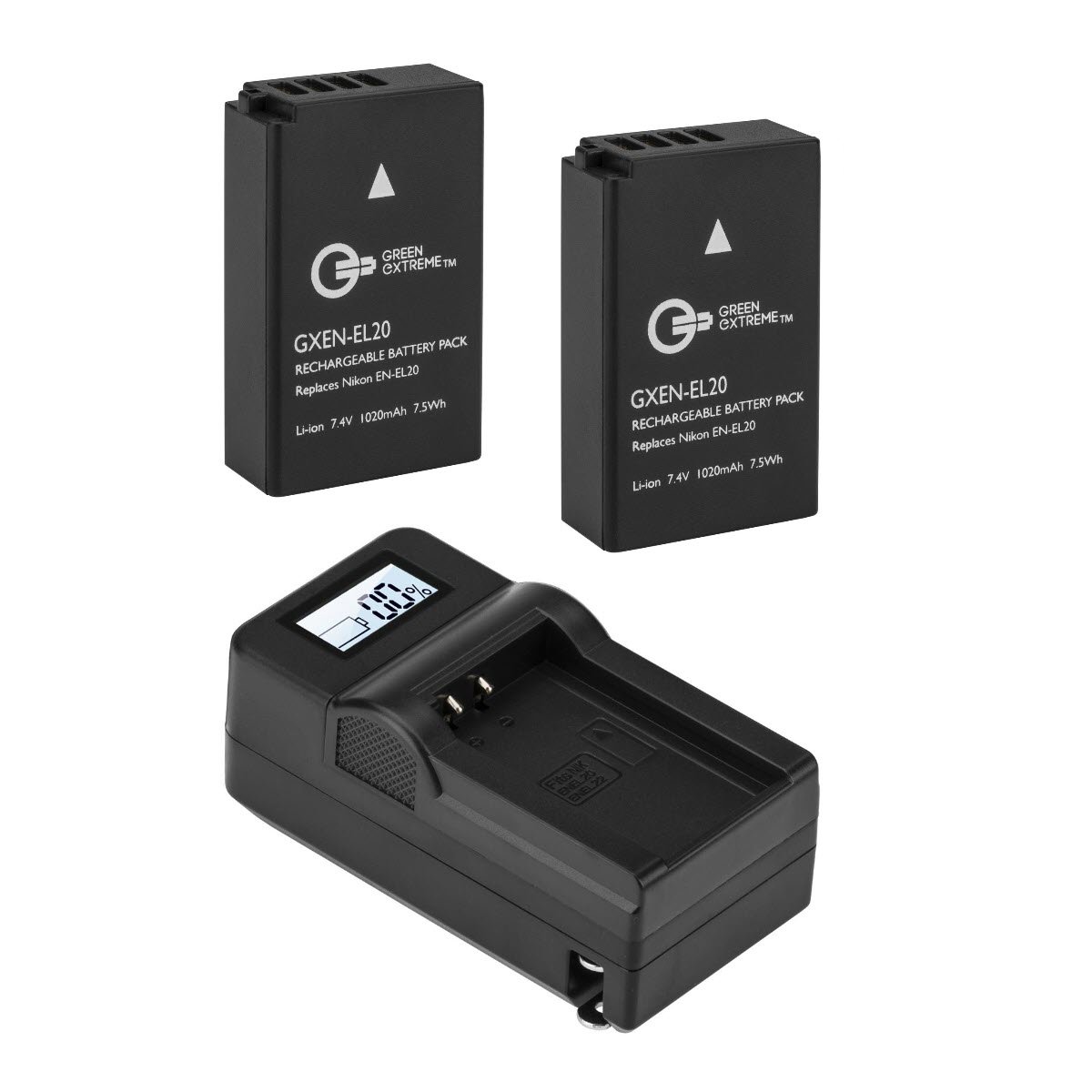 Image of Green Extreme 2 Pack EN-EL20 Battery and Compact Smart Charger Kit
