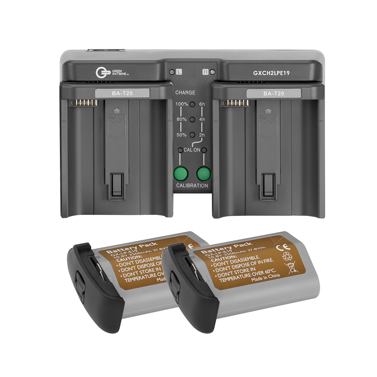 

Green Extreme 2x LP-E19 37.8Wh 10.8V 3500mAh Camera Battery and Dual Charger Kit