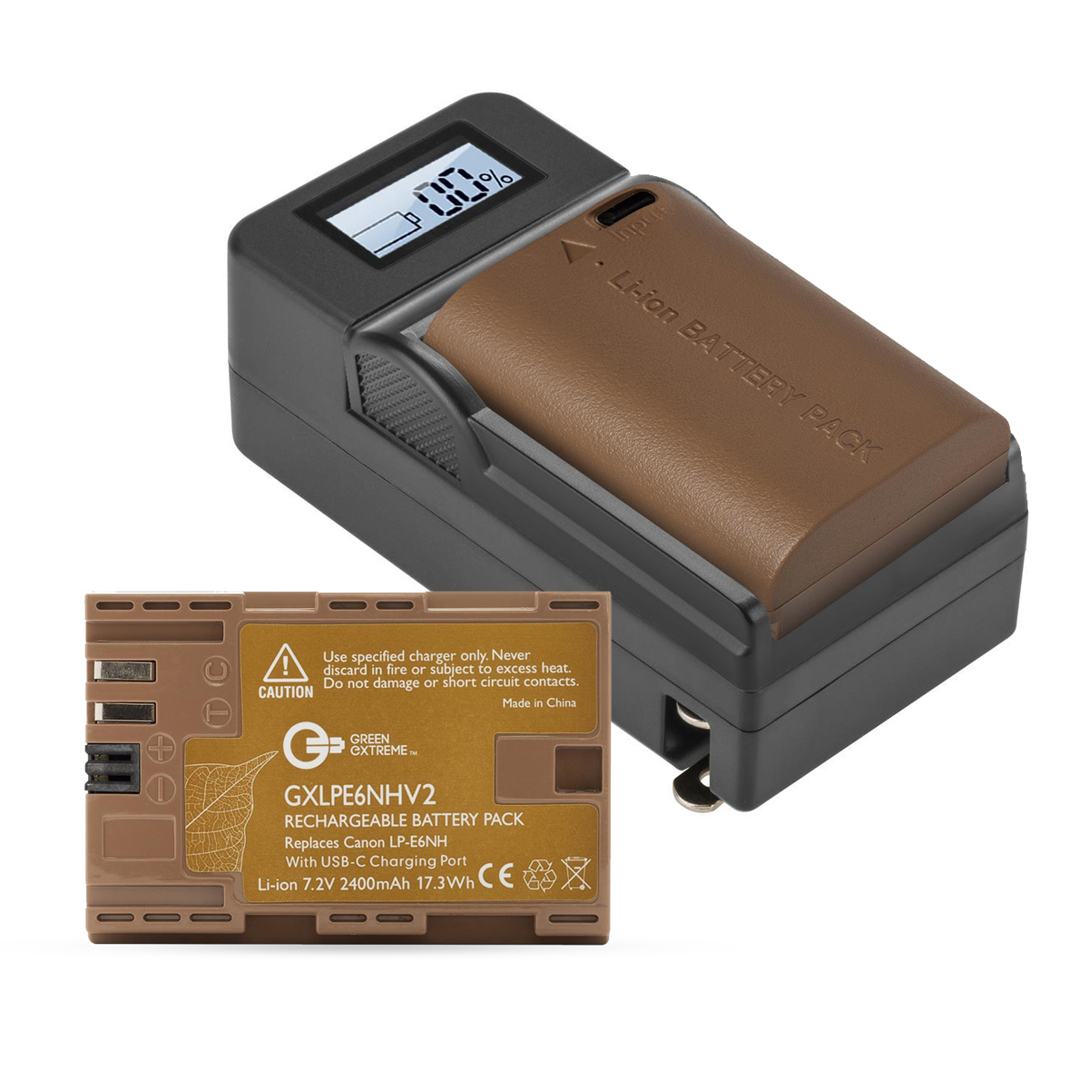 Image of Green Extreme 2 Pack LP-E6NH Battery &amp; Compact Smart Charger Kit (7.2V 2400mAh)