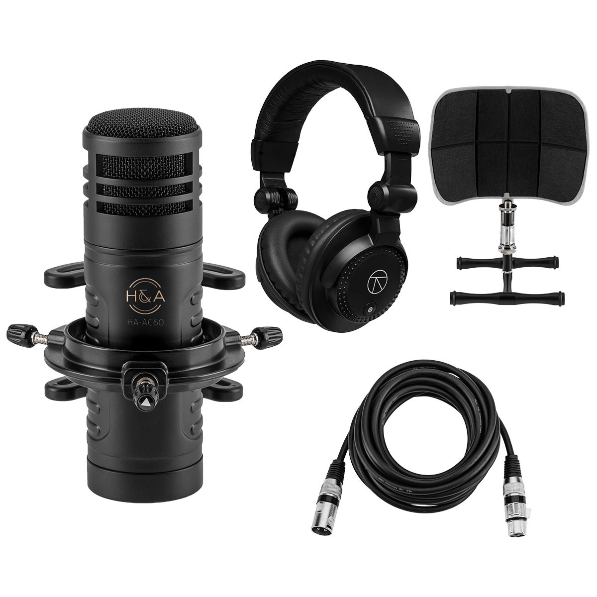 

H&A AC60 Hypercardioid Dynamic Studio Broadcast Microphone with Accessory Kit
