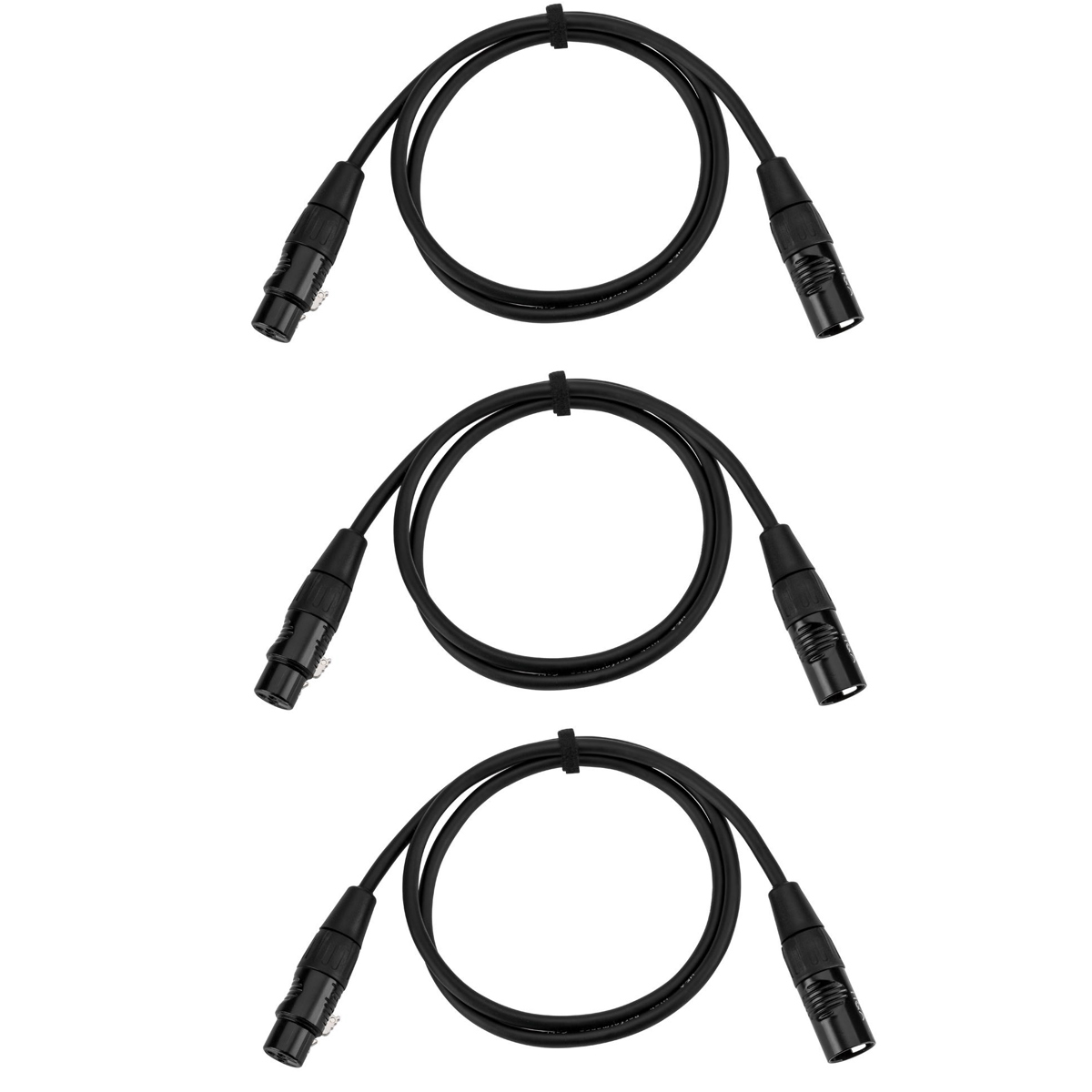 

H&A 3 Pack Elite Pro 3' XLR M to XLR F Microphone Cable with Rean Connectors
