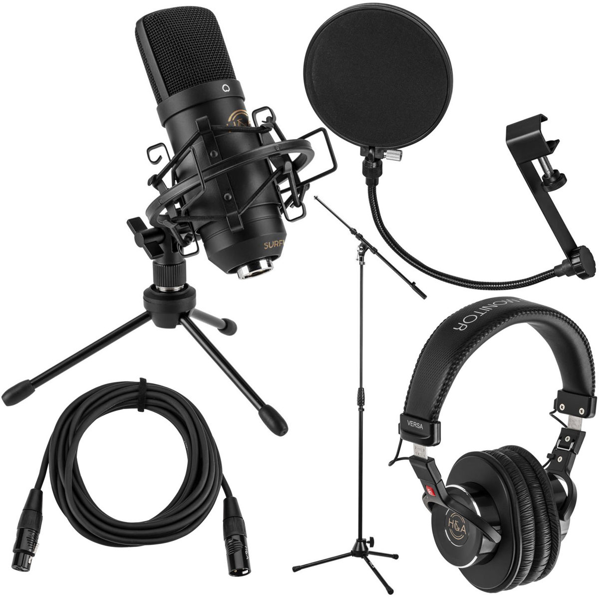 

H&A Surfur Professional Cardioid Condenser Microphone with Accessories Bundle