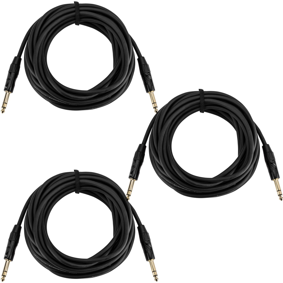 

H&A Platinum Pro 25' TRS 1/4" M to M Interconnect Cable w/Rean Connector, 3-Pack