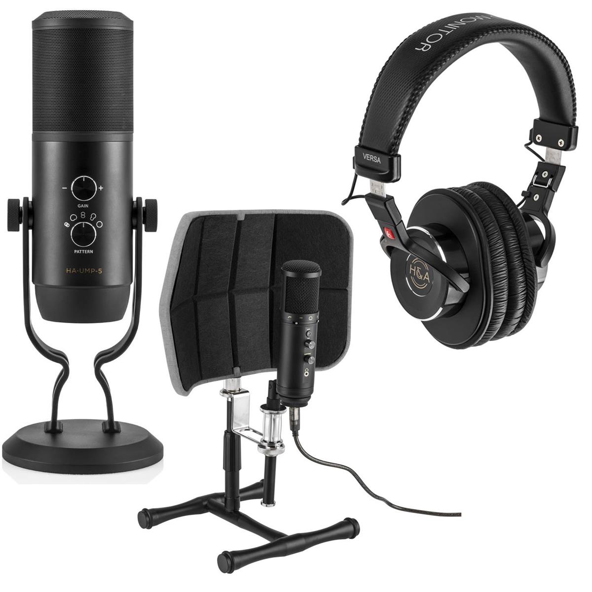 Image of H&amp;A UMP-5 USB Condenser Microphone with Desktop Isolation Filter