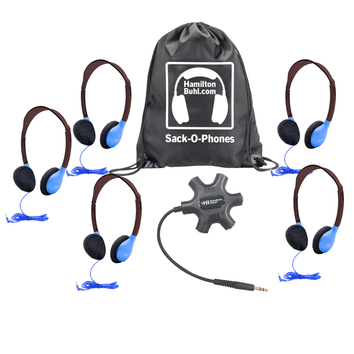 

Hamilton Buhl GALAXY Econo-Line Sack-O-Phones w/5x HA2 Personal Headphones, Blue