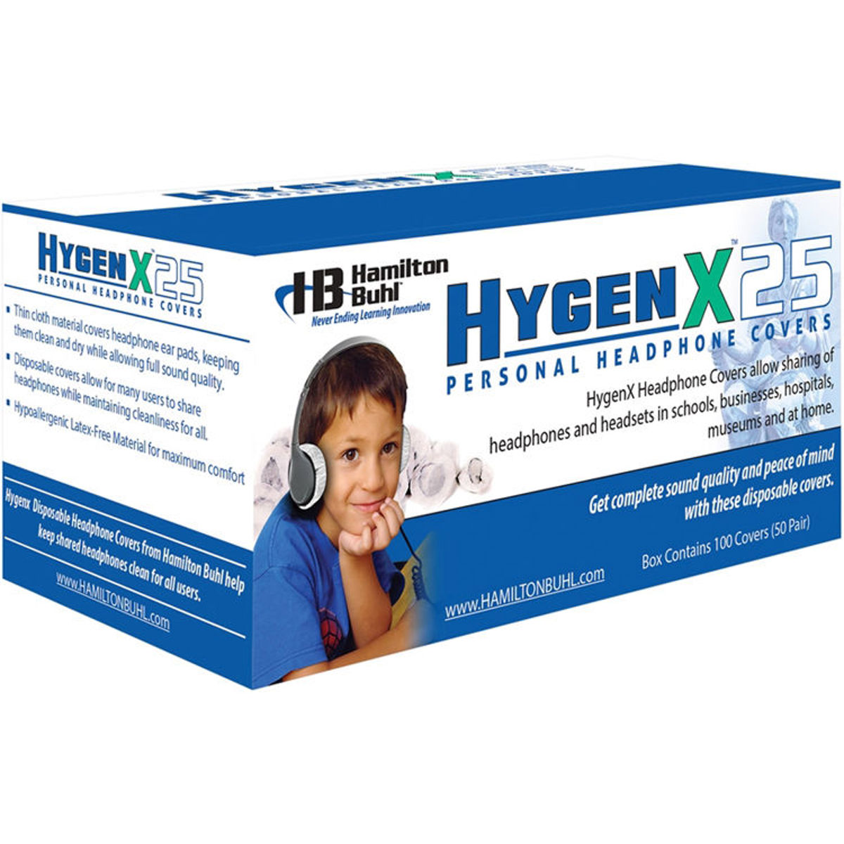 

Hamilton Buhl HamiltonBuhl HygenX 2.5" Disposable Ear Cushion Covers, 600 Pairs, Black