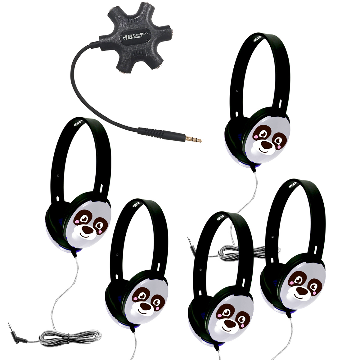 

Hamilton Buhl Listening Center Pack with 5x Primo Panda Face Stereo Headphones