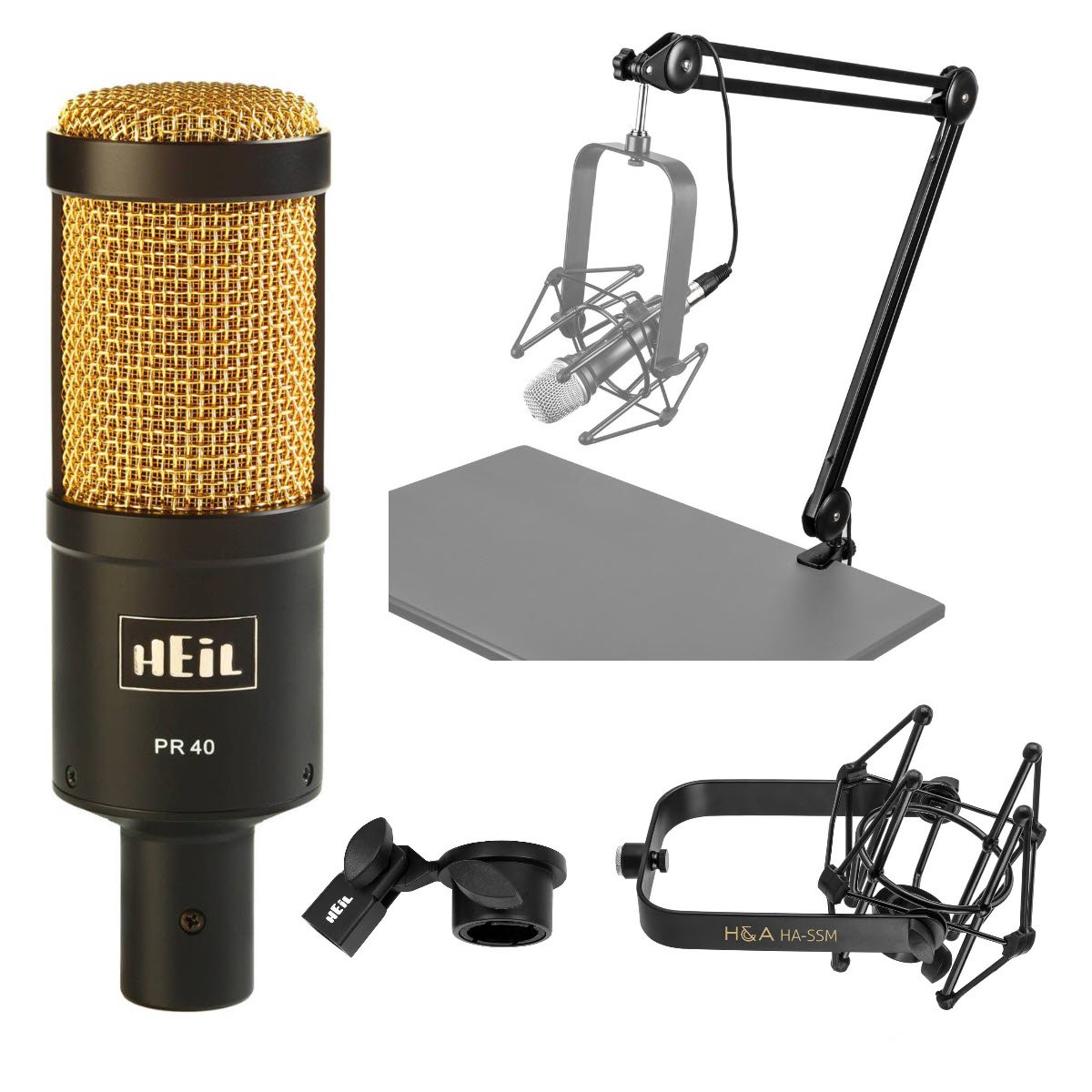 

Heil Sound PR40 Dynamic Studio Microphone, Black + Studio Bundle