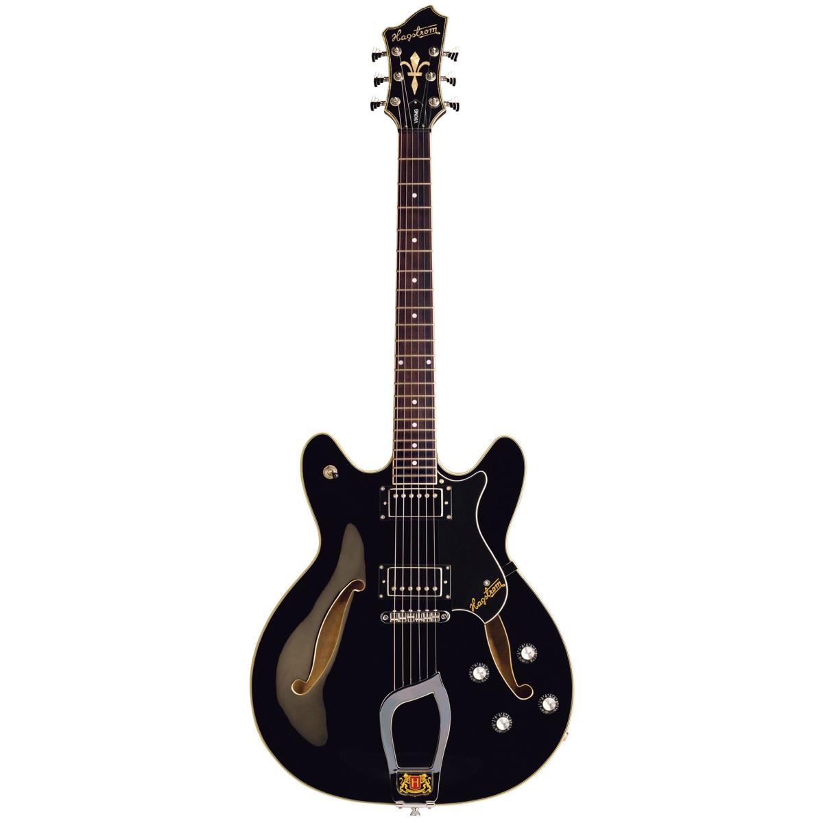 Hagstrom Viking Semi-Hollow Electric Guitar, Black Gloss -  VIK-BLK