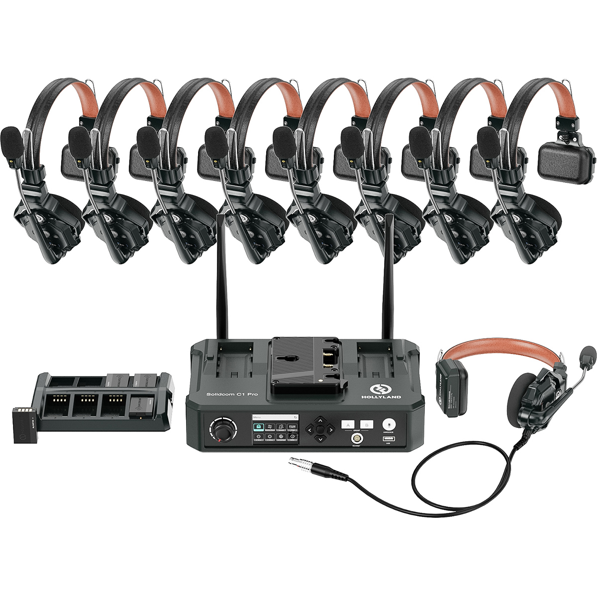 

Hollyland Solidcom C1 Pro Full-Duplex ENC Intercom System with 9x Headsets & Hub