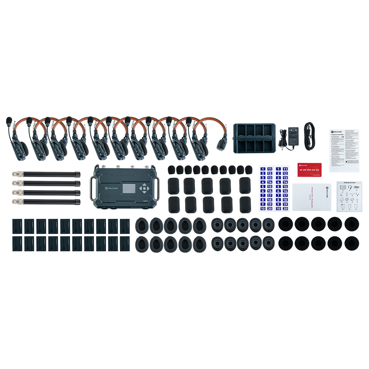 

Hollyland Solidcom C1 Pro 10S 10-P System with Roaming Hub, 10x Headsets,V-Mount