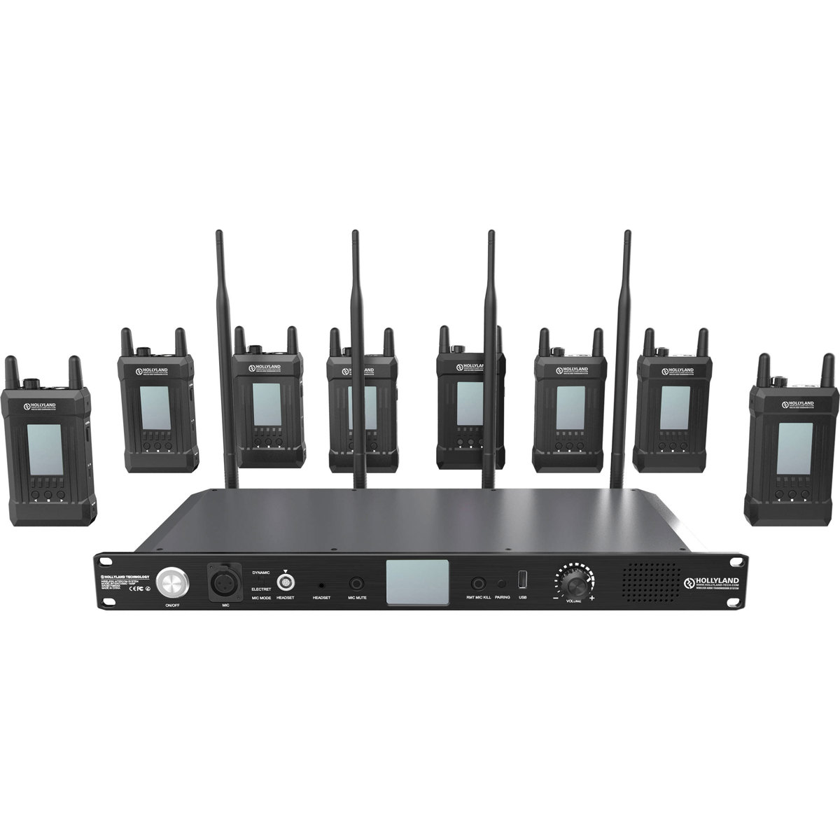 

Hollyland SYSCOM 1000T Full Duplex Intercom System, 1 Base Station & 8 Beltpacks