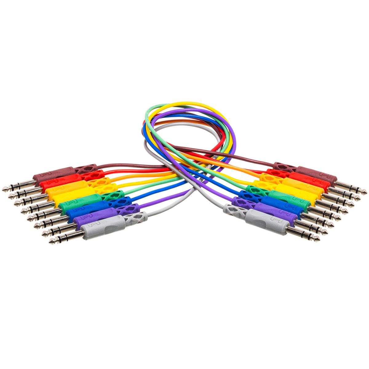 

Hosa Technology Hosa Stereo Patchbay 1/4" Phone Male to 1/4" Phone Male TRS Cable, 1', Set of 8