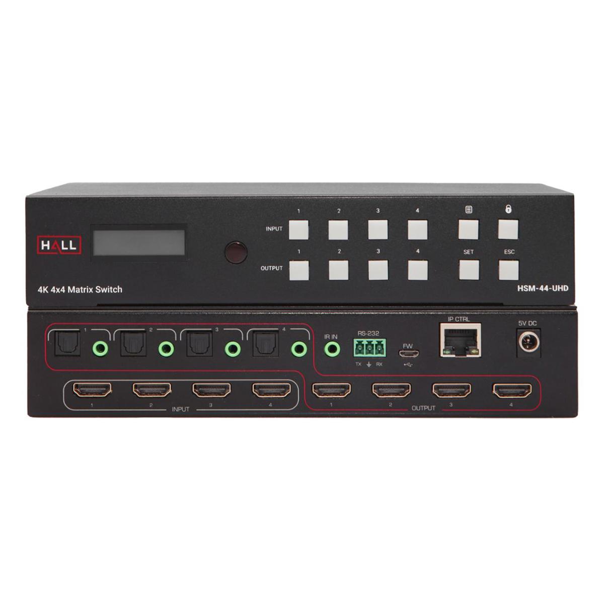 

Hall Research 4K HDMI 4x4 Matrix Video Switcher, Black