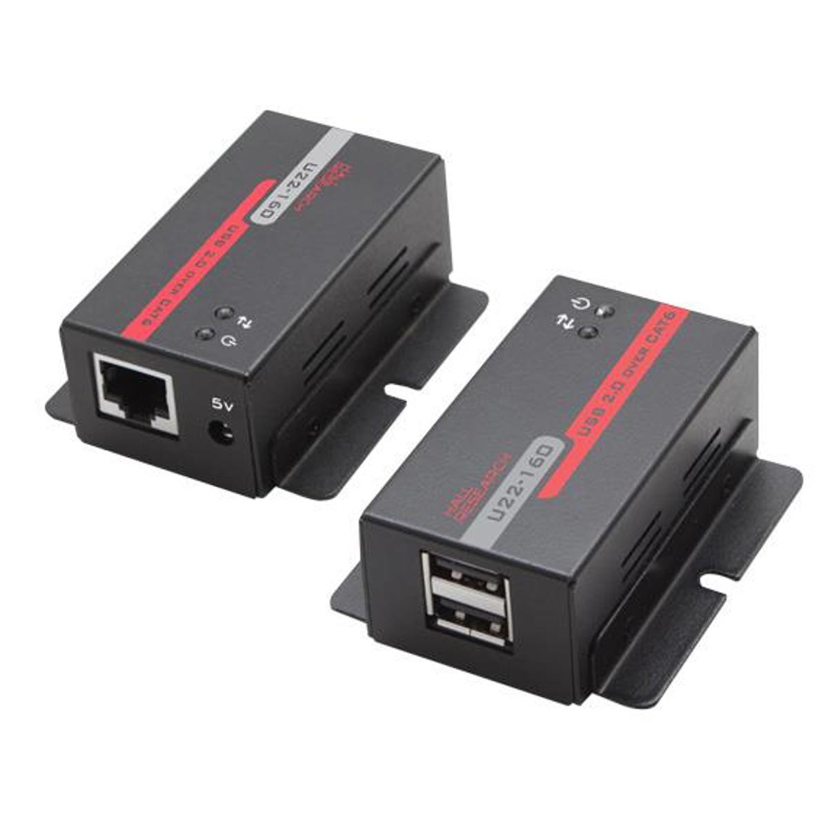 

Hall Research U22-160 USB 2.0 over UTP Extender with 2-Port Hub