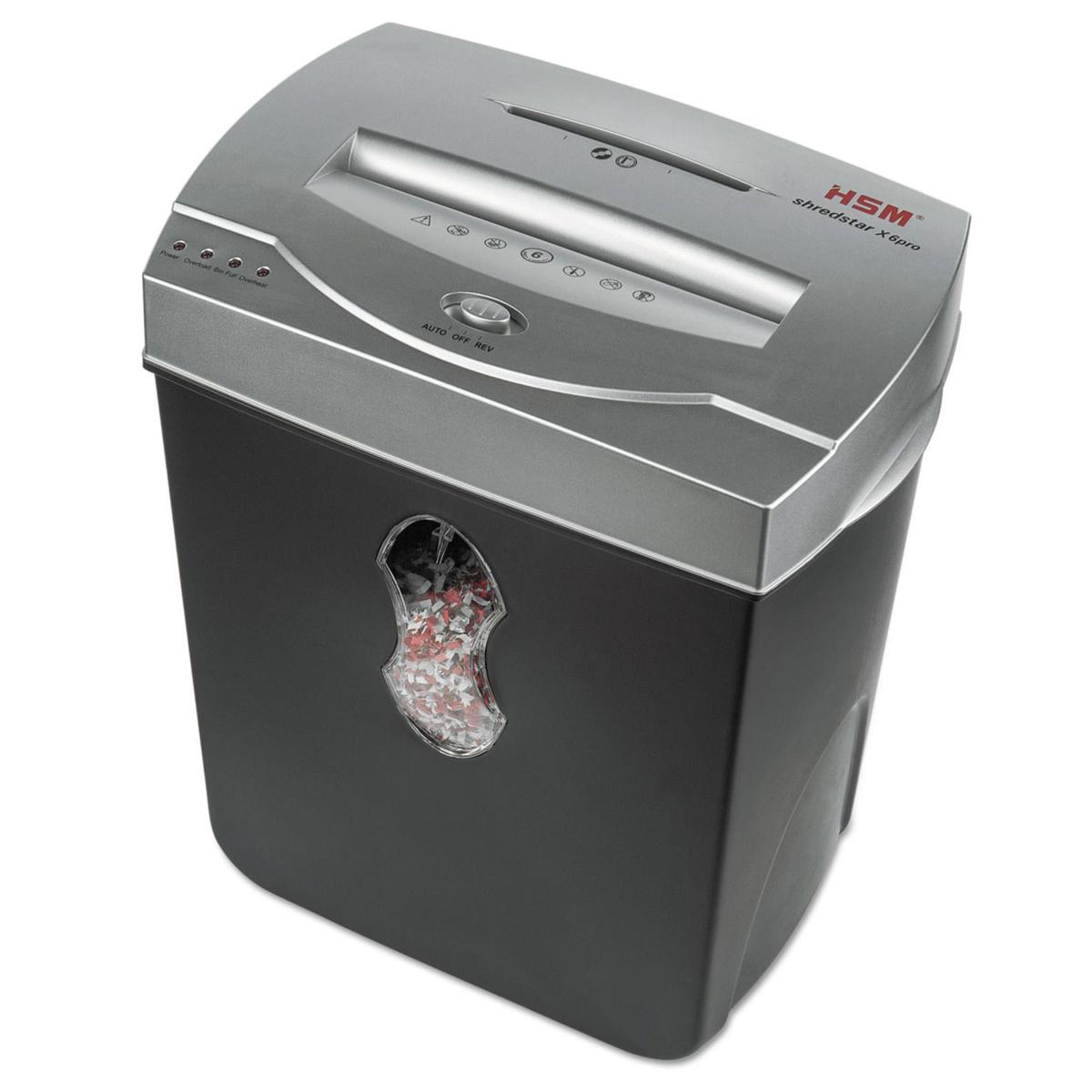 

HSM Shredstar X6Pro 6 Sheet 1/8x3/8" Micro Cross Cut Shredder, Black/Silver