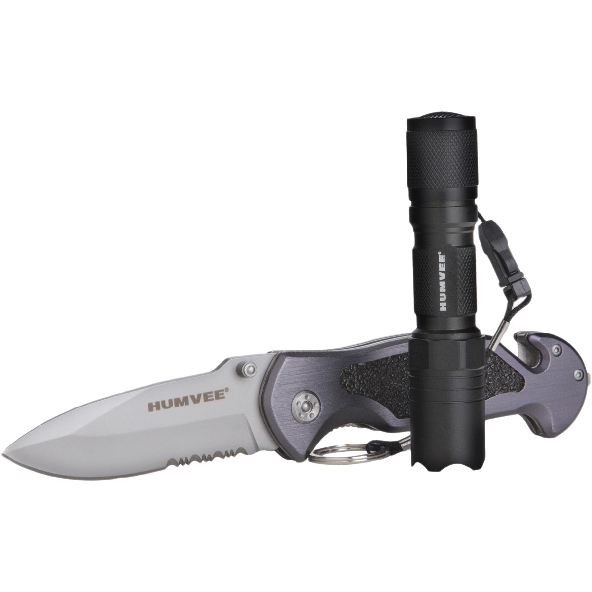 

Humvee Gear CampCo Humvee Emergency Rescue Knife And LED Light Combo, Gray/Black