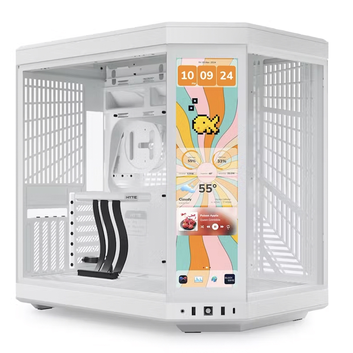 

HYTE Y70 Touch Infinite Tempered Glass Mid-Tower ATX Case w/14.9" Touch Display Snow White