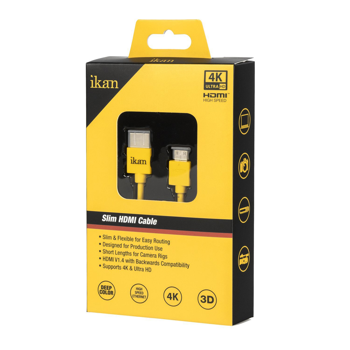 Ikan 3' Mini to Standard Slim HDMI Cable with v1.4 Ultra HD 4K Support