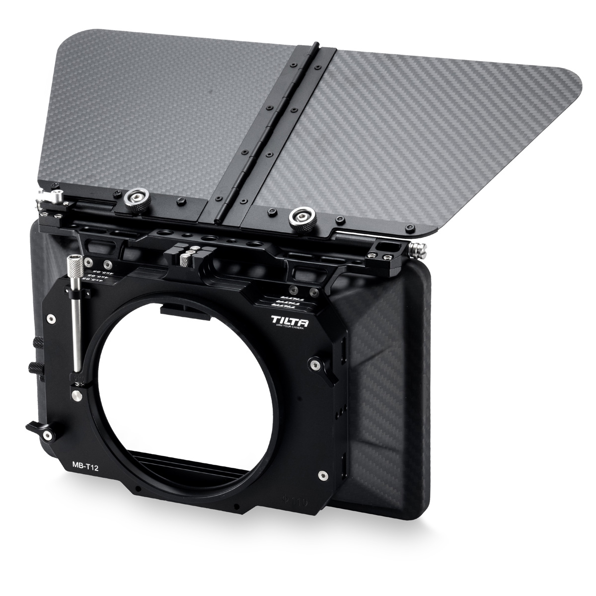 

Tilta MB-T12 3-Stage 4x5.65" Carbon Fiber Clamp On Matte Box w/Single 110mm Back