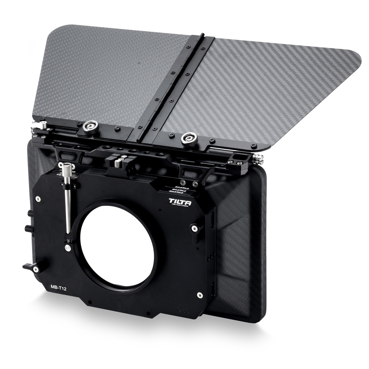 

Tilta MB-T12 3-Stage 4x5.65" Carbon Fiber Clamp On Matte Box w/Single 80mm Back