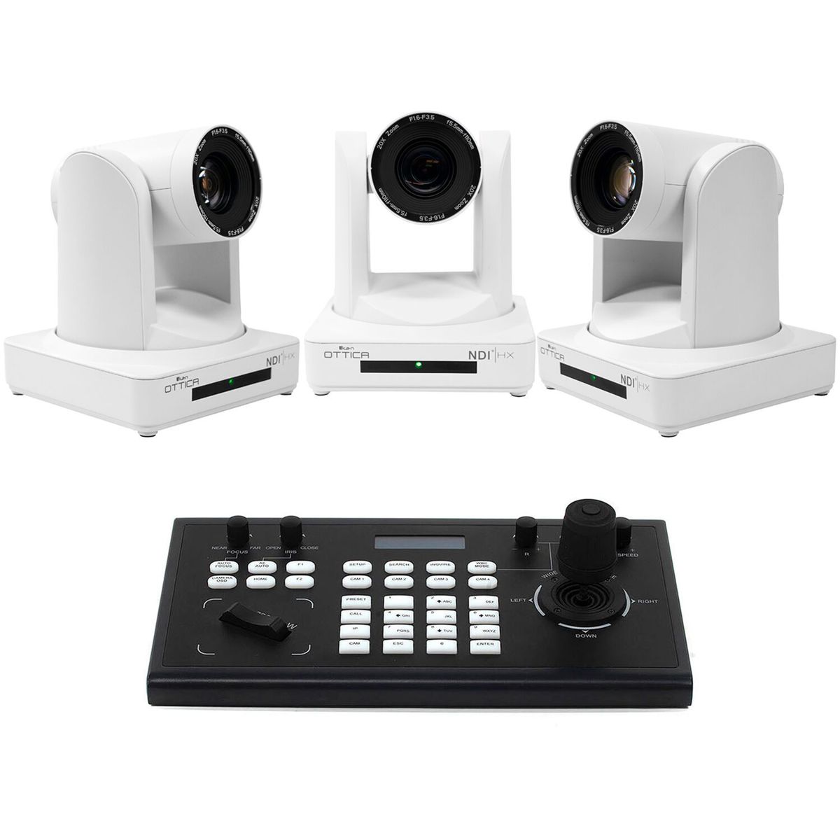 

Ikan OTTICA Bundle with 3x FHD NDI|HX 20x PTZ Video Camera & IP Controller,White