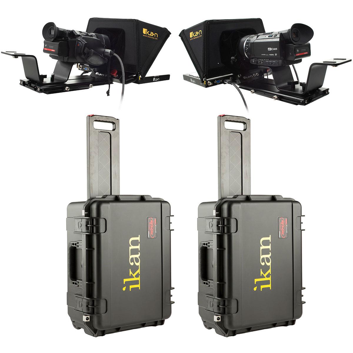 Image of Ikan P2P Interview System with 2x 12&quot; Teleprompters &amp; Travel Kit