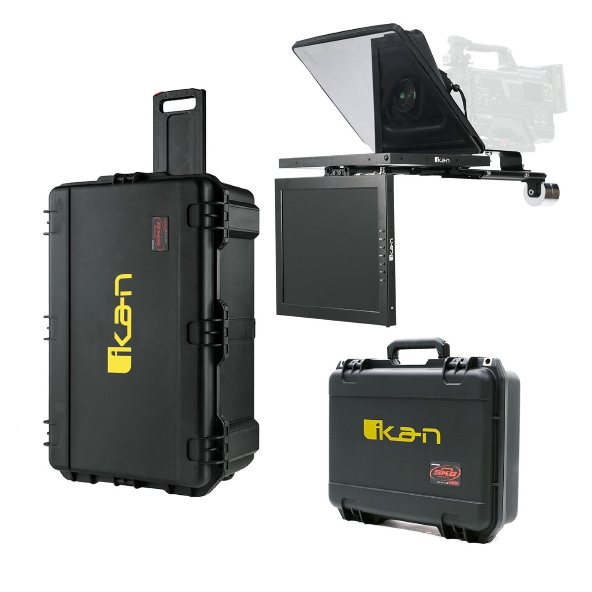 

Ikan 15" Professional High Bright Teleprompter w/Talent Monitor Travel Kit,Cases