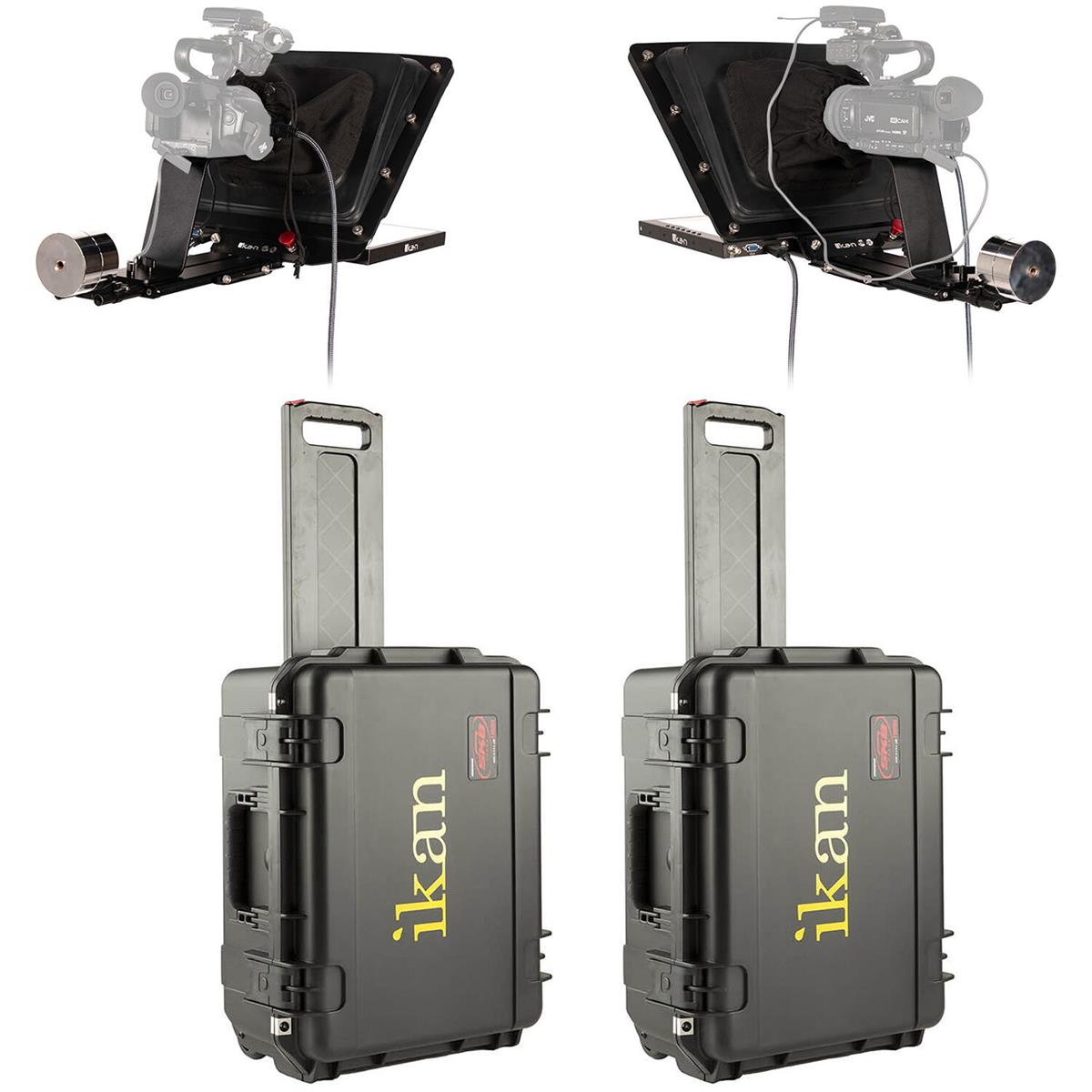 Image of Ikan P2P Interview System w/2x 15&quot; 3G-SDI High Bright Teleprompters &amp; Travel Kit