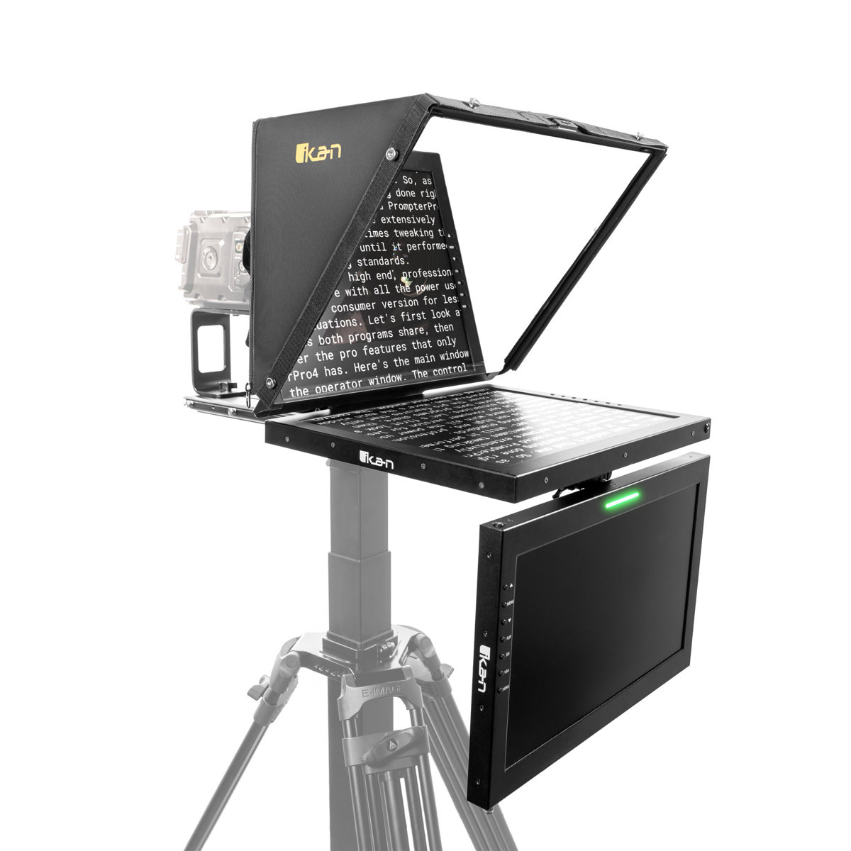 

Ikan ikan Professional 19" HB Beam Splitter Teleprompter w/Talent Monitor,Tally Light