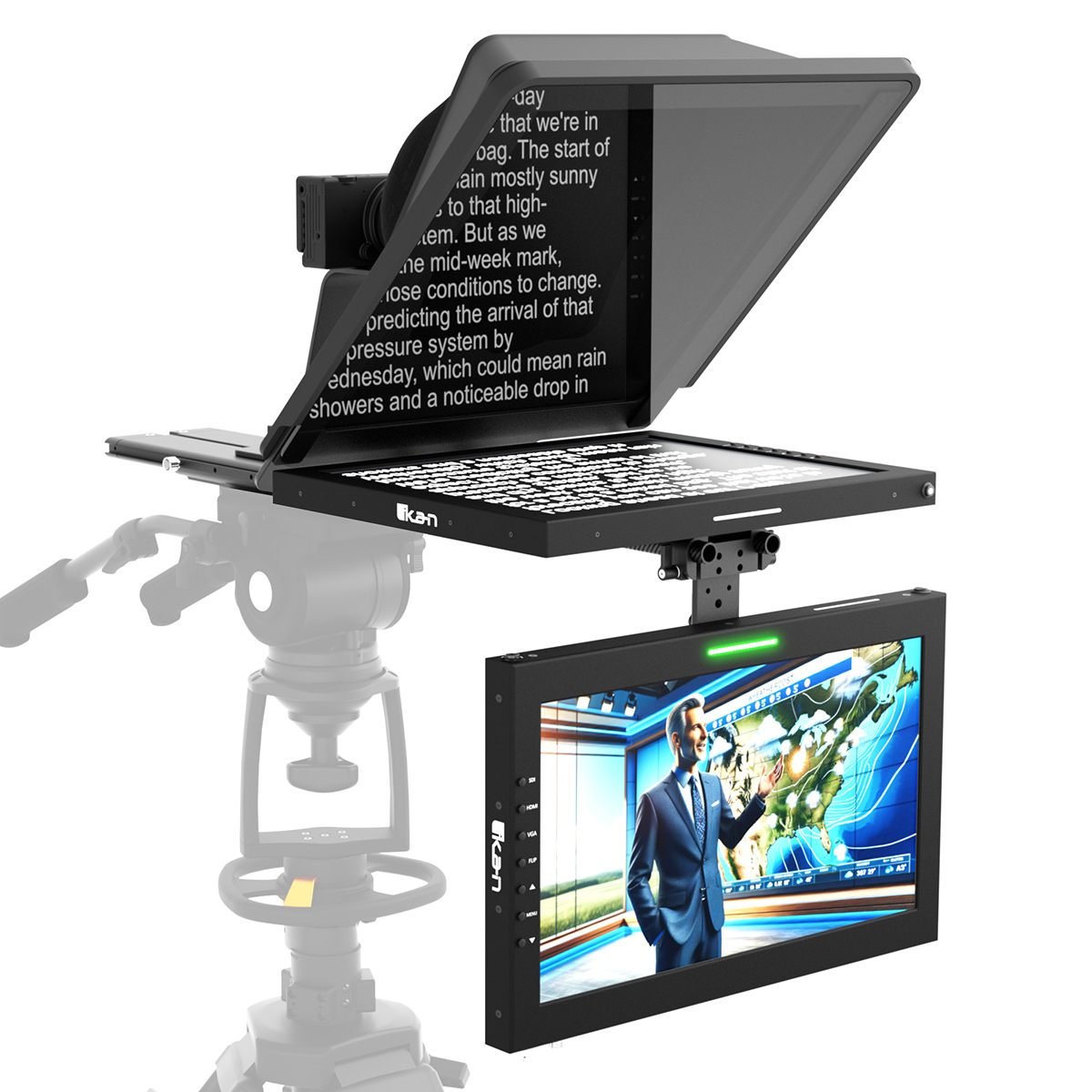 

Ikan 15" 3G-SDI High-Bright Teleprompter w/Tally Light,Widescreen Talent Monitor