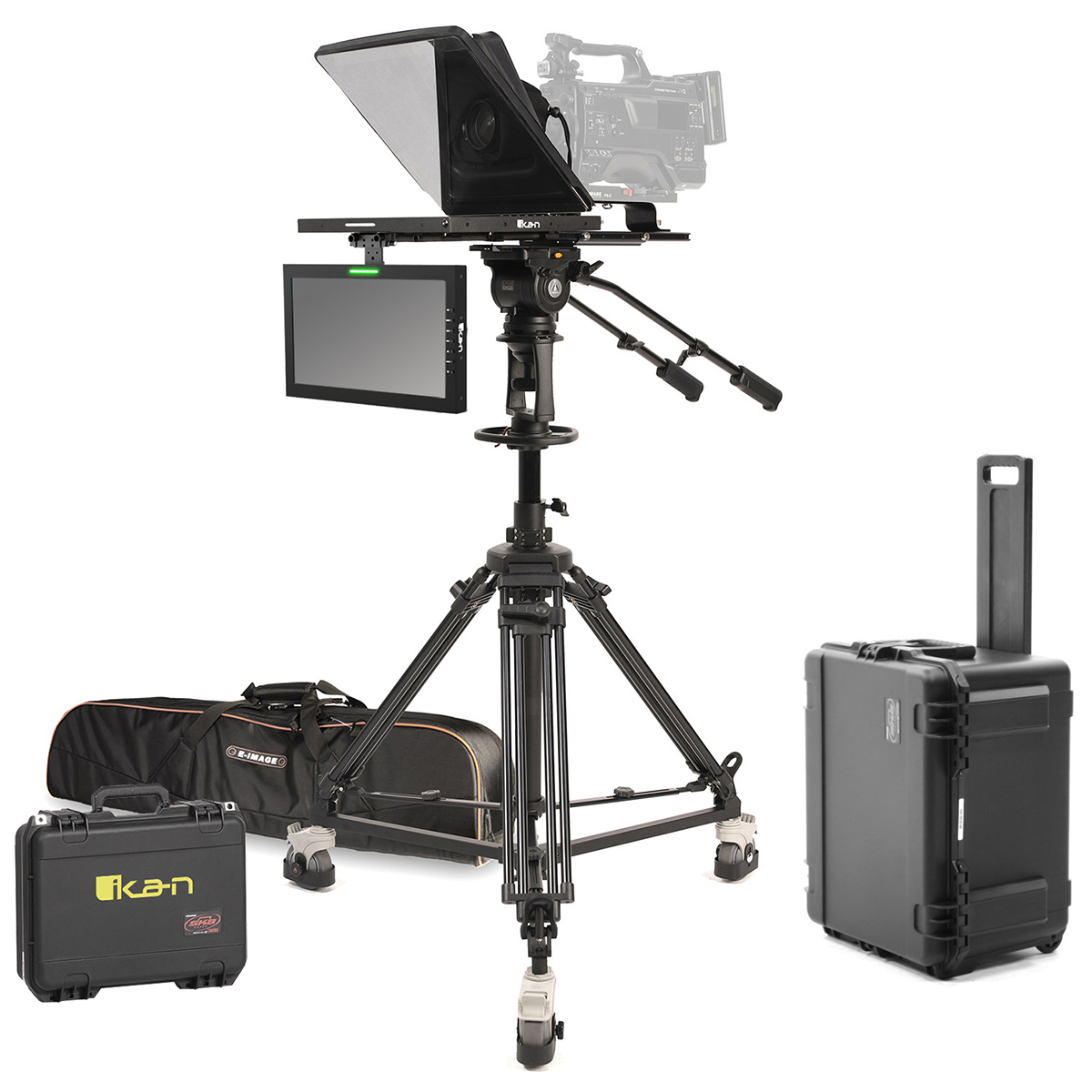 

Ikan 15" Teleprompter w/Pedestal, Dolly Turnkey, Talent Monitor and Travel Cases