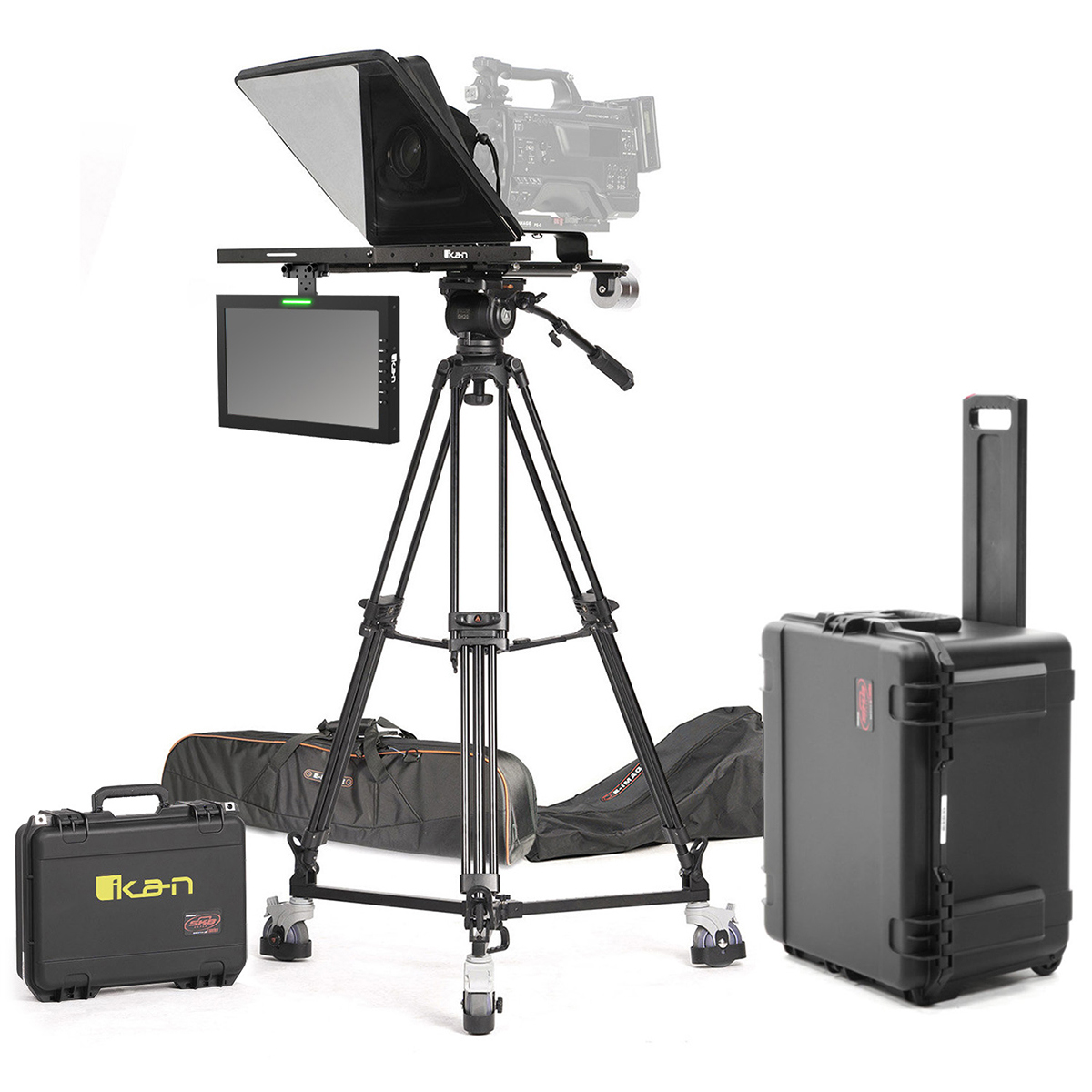 

Ikan 15" Teleprompter w/Tripod, Dolly Turnkey, Widescreen Talent Monitor & Cases