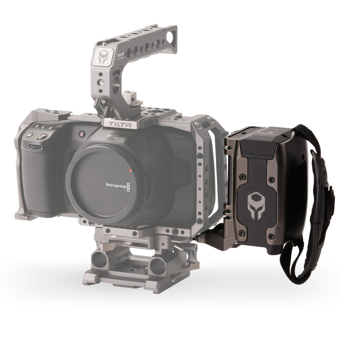 

Tilta Side Power Handle Type I for BMPCC 4K Cage, Supports F970 Battery, Gray