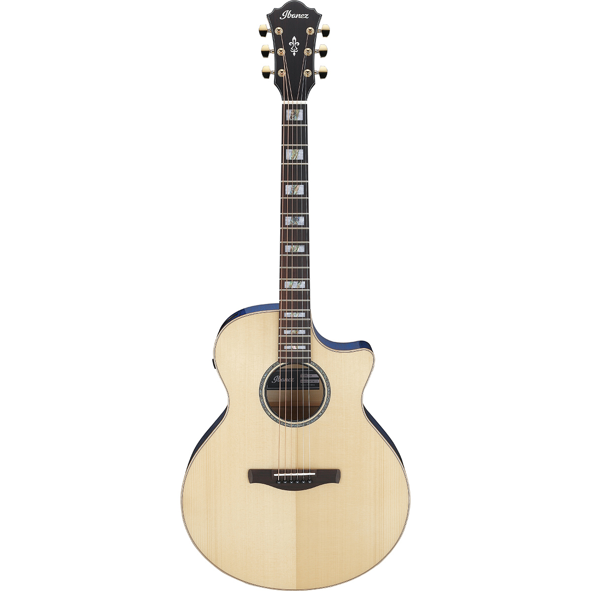 

Ibanez AE Series AE390 Acoustic Electric Guitar, Natural High Gloss/Aqua Blue
