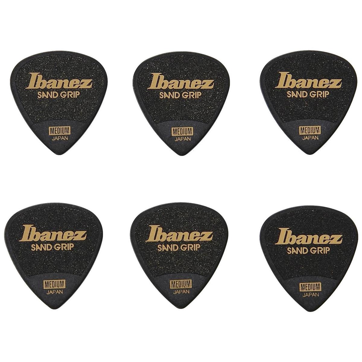 

Ibanez 0.8mm Thickness Pick, Grip Wizard, Sand Grip, Medium, 6 Pack, Black