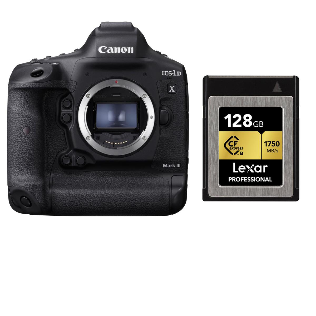Canon EOS 1DX Mark III DSLR Body with Lexar 128GB CFexpress Type-B Memory Card