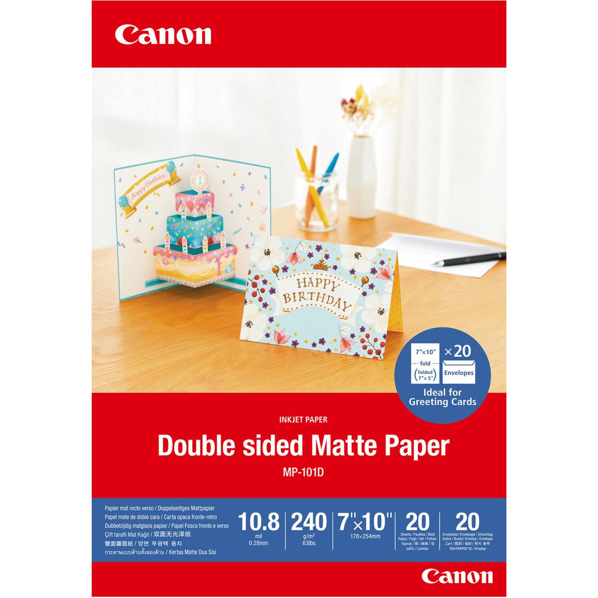 Image of Canon 7x10&quot; MP-101D Double-Sided Matte Photo Paper