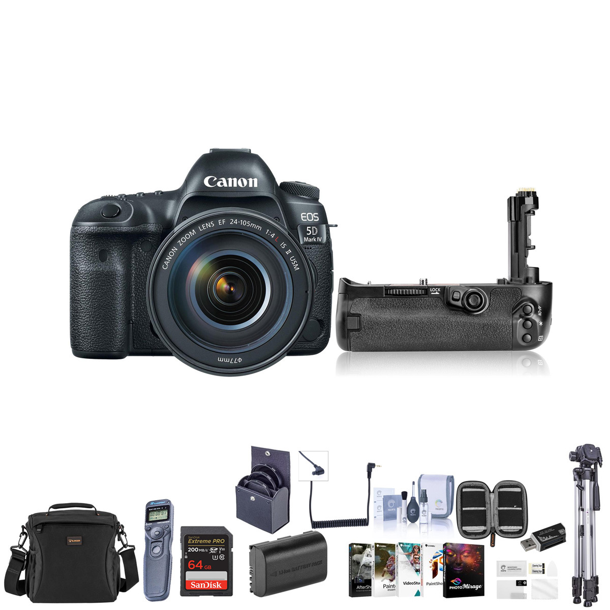 

Canon EOS 5D Mark IV DSLR with 24-105mm USM Lens with Premium Accessory Bundle