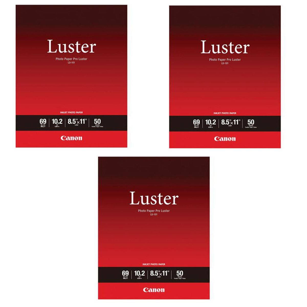 

Canon 3 Pack LU-101 Pro Luster Photo Paper (8.5x11"), 50 Sheets