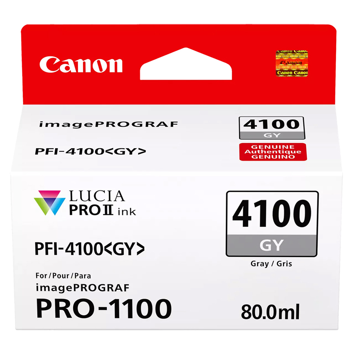 

Canon PFI-4100 80ml Pigment Ink Tank for imagePROGRAF PRO-1100 Printer, Gray