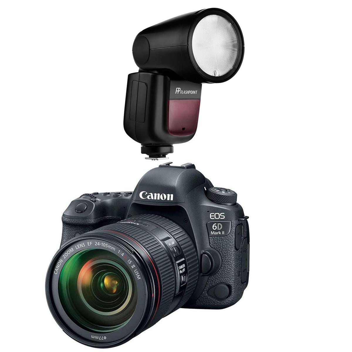 Image of Canon EOS 6D Mark II DSLR with EF 24-105mm f/4L IS II USM Lens With LI-ON Flash