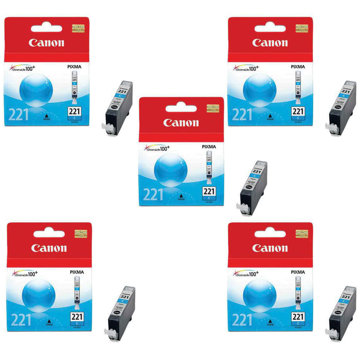 

Canon 5 pack CLI-221C Cyan Color Ink Tank for Select PIXMA Printers
