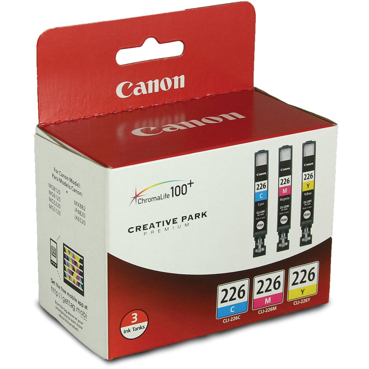 Image of Canon CLI-226 Cyan/Magenta/Yellow Ink Cartridges for PIXMA Printers