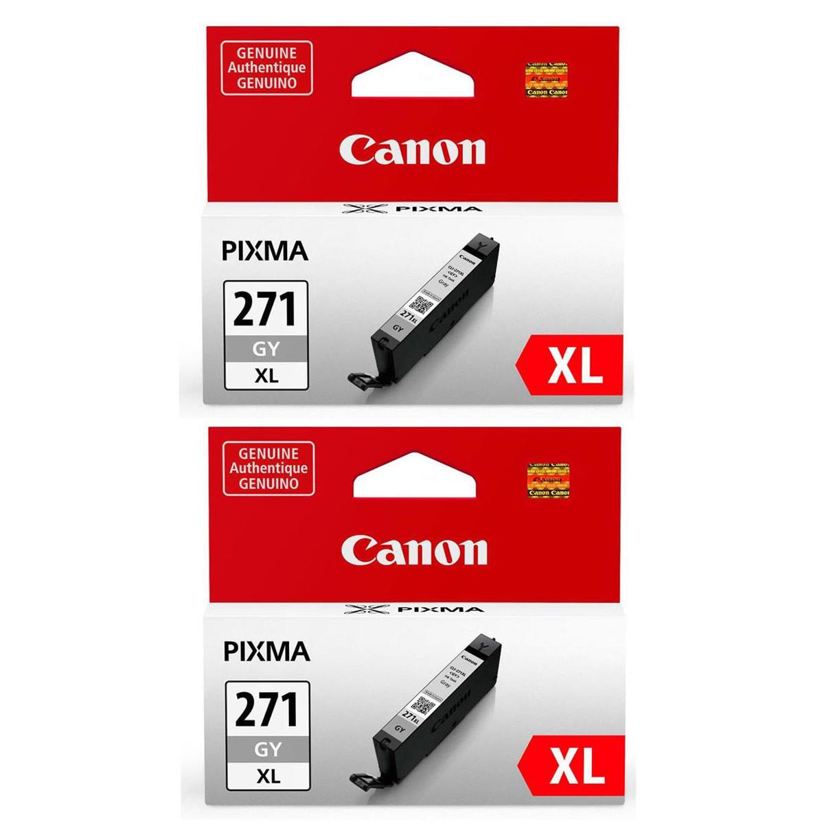 

Canon 2 Pack CLI-271 XL Gray Ink Tank for Select PIXMA MG, TS Printers - 10.8ml