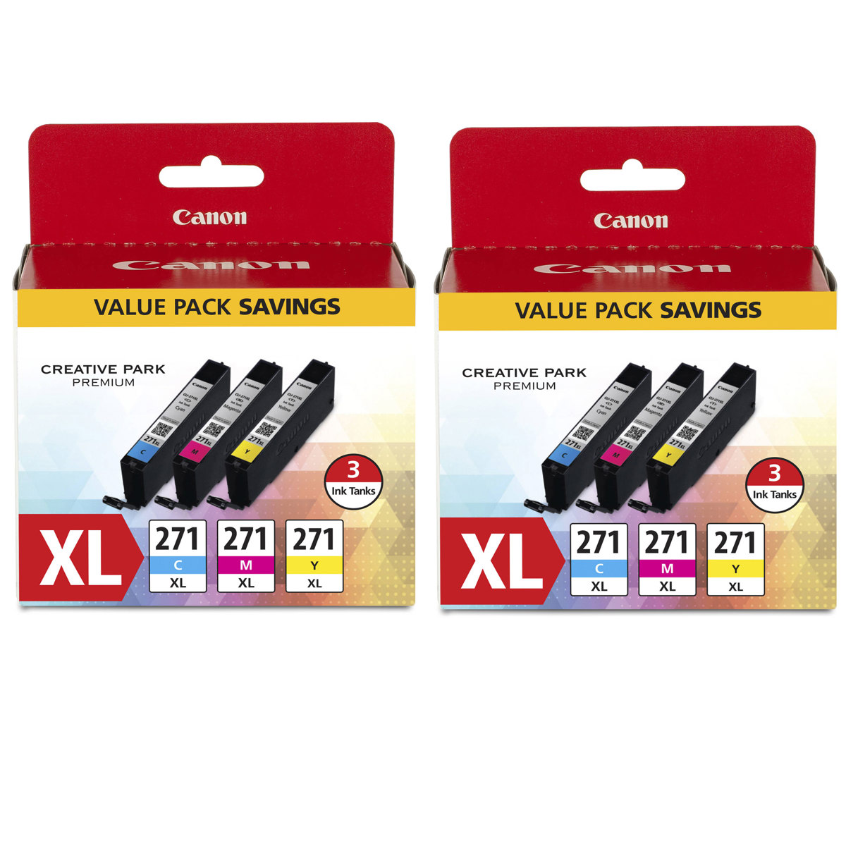 

Canon 2 Pack CLI-271 XL 3-Pack Ink Tanks - Cyan, Magenta, Yellow
