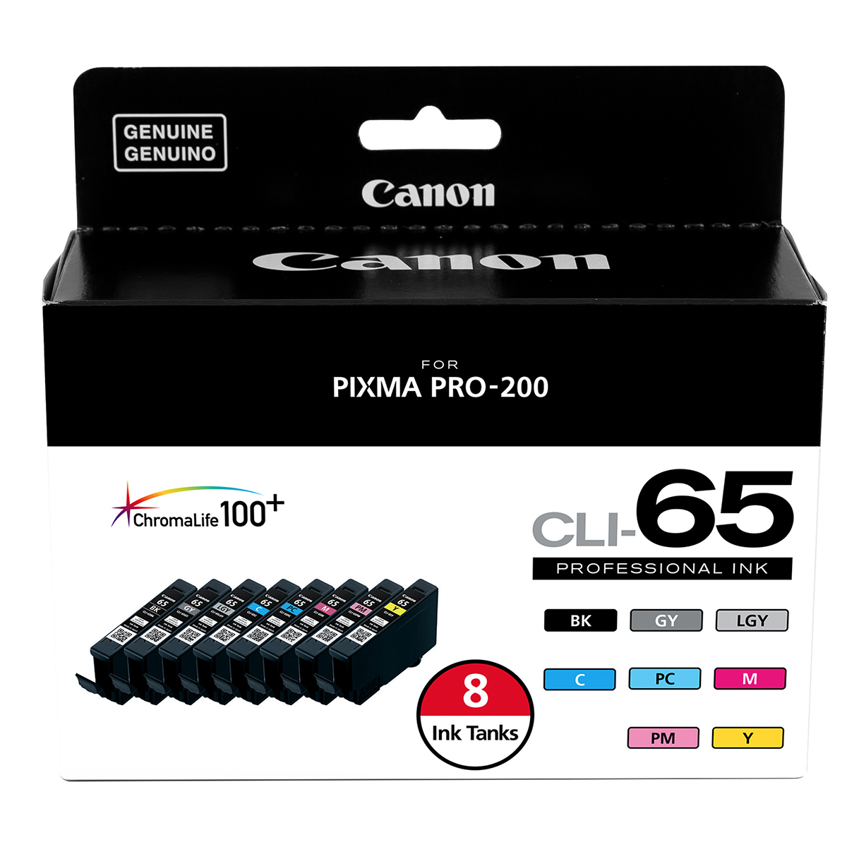 

Canon CLI-65 Eight Color Ink Tank Value Pack for PIXMA Pro-200 Printer