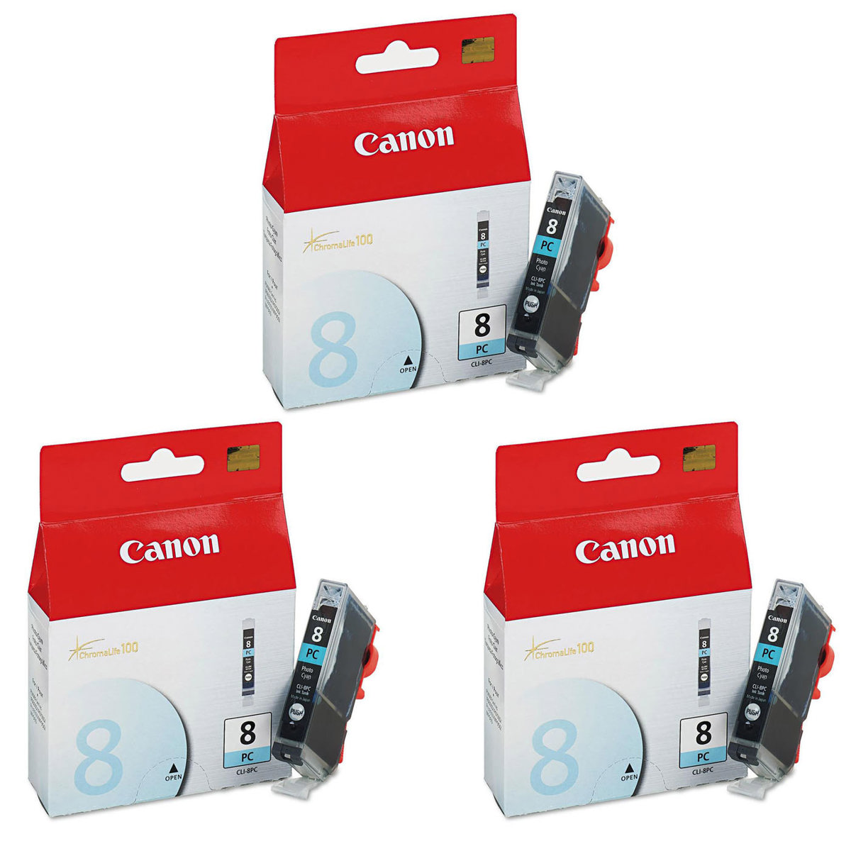 

Canon 3 Pack CLI-8PC Cyan Photo Ink Cartridge for Select PIXMA Printers