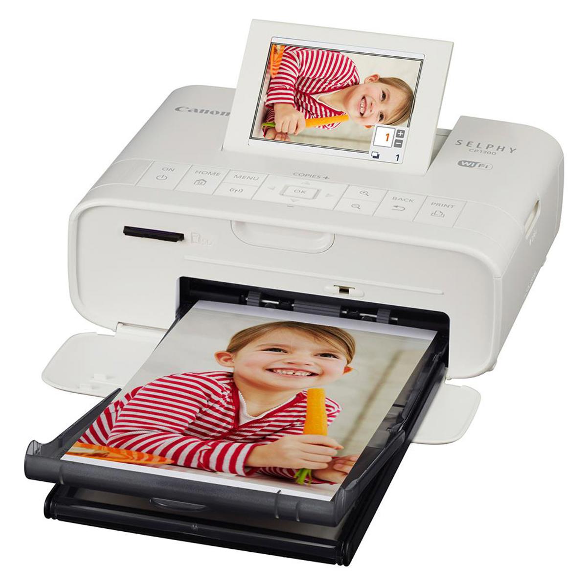 

Canon SELPHY CP1300 Wireless Compact Photo Printer, White with Paper, USB Cable