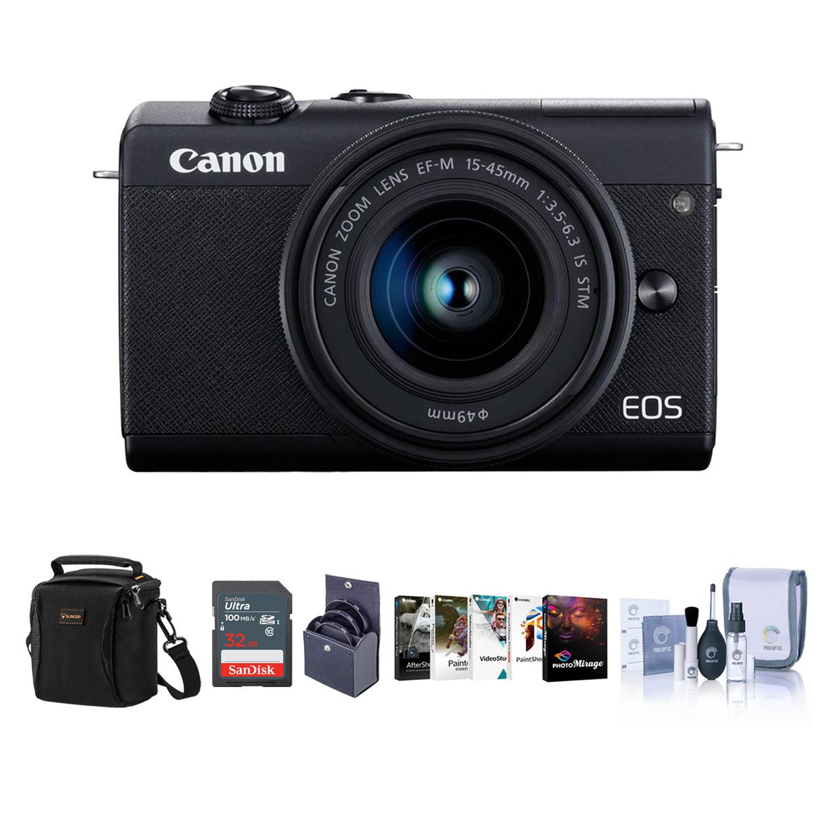 Image of Canon EOS M200 Mirrorless Camera with EFM 15-45mm f/3.5-6.3 Lens Black W/ACC KIT